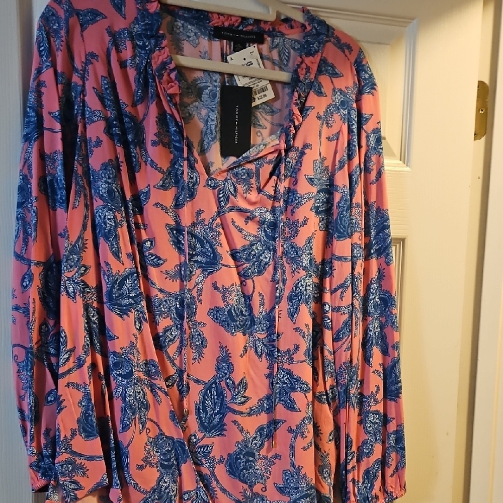 Floral Pink and Blue Women's Top
